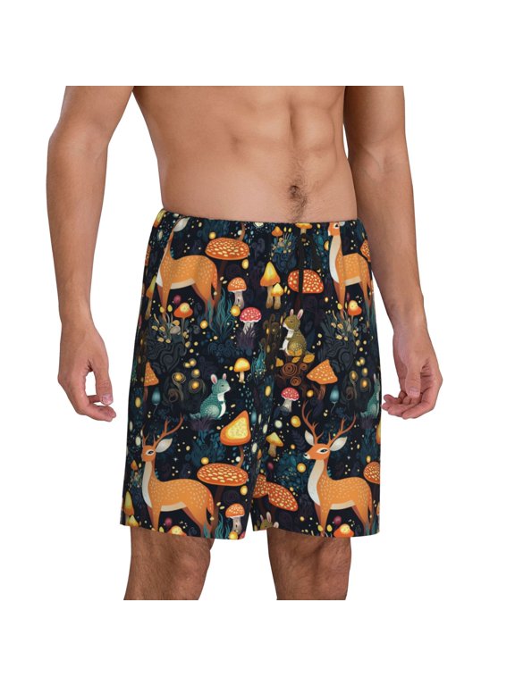Forest Elf Pajama Shorts for Men, Men's Pajama Bottoms, Sleepwear,Short Pajama Pants-X-Large