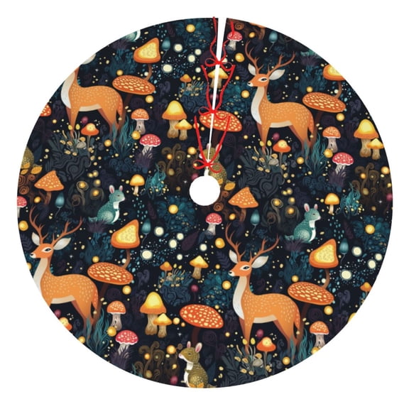 Picia Forest Elf Print Christmas Tree Skirt , Christmas Tree Skirt Ornaments for Merry Christmas Holiday Party Decorations Indoor Outdoor-36"