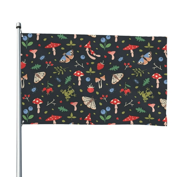 Picia Forest Flora and Insects Printed Flag ,Forest Flora and Insects Pattern Garden Flag Vertical Double,Yard Lawn Outdoor Decor 48x72"