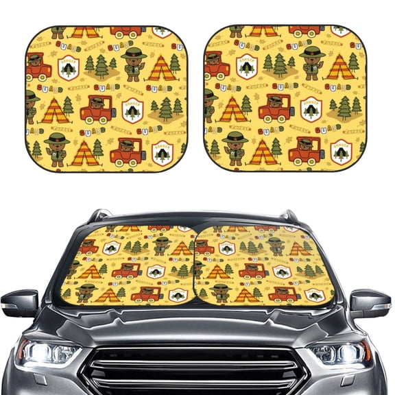 Picia Forest Guard,Car TentTrees 2 Piece Car Windshield Sun Shade Foldable | Foldable Sun Shield for Front Window Blocks UV Rays and Keeps Your Vehicle Cool-Large