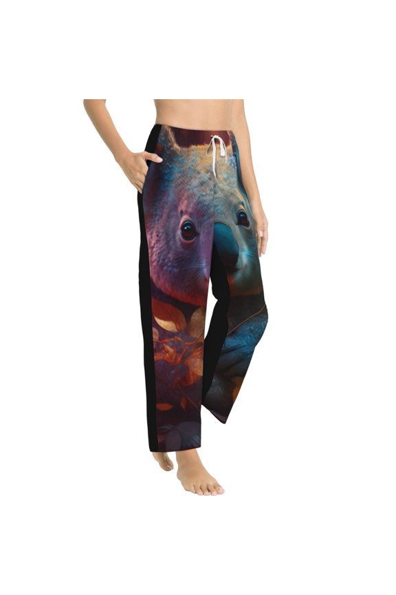 Forest Koala Womens Soft Woven Cotton Elastic Waistband Sleep Pajama Pant Lounge Sleep Pant With Pockets And Drawstring-XX-Large