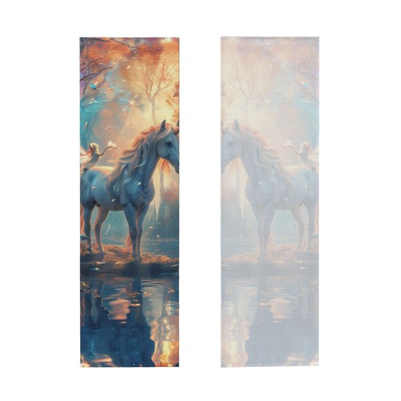 Picia Forest Lake White Horse Pattern Cooling Towels (40"x12") Cool Towel, Cold Towel, Microfiber Soft Breathable Chilly Ice Towel