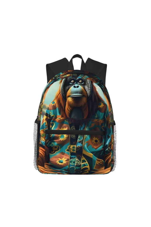 Forest Meditating Gorilla Large Capacity Backpack Classic Style Backpack Casual Backpack Water-Resistant School Work Travel Outdoor Backpack