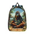 thumbnail image 1 of Picia Forest Meditating Gorilla Printed Canvas Daypack - Stylish and Durable Vintage Compact Backpack - Class, Work, Travel, or Laptop Bookbag,Organized Compartments-Small, 1 of 6