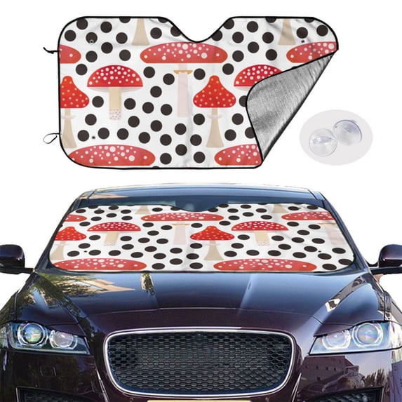 Picia Forest Mushrooms Curved Windshield Sunshade Accordion Folding Style Auto Shade for Car Truck SUV Van Blocks UV Ray Sun Visor Protector -