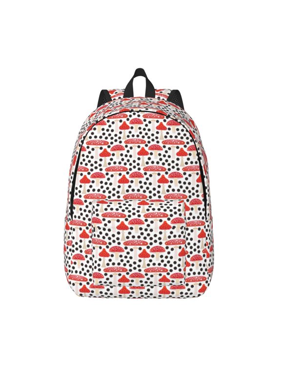 Forest Mushrooms Printed Canvas Daypack - Stylish and Durable Vintage Compact Backpack - Class, Work, Travel, or Laptop Bookbag,Organized Compartments-Medium