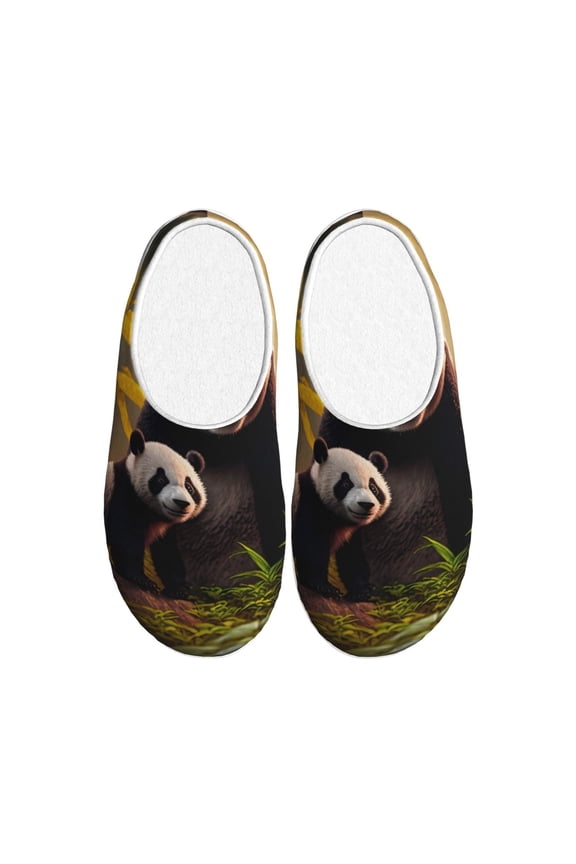 Forest Panda for Women's Lamb-hug Comfy Fleece House Slippers Memory Foam, Slip-on House Shoes Indoor Outdoor-37/38