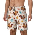 thumbnail image 1 of Picia Forest Squirrel Nuts pattern Mens Swim Trunks with Compression Liner Stretch Beach Shorts Quick Dry with Zipper Pockets No-Chafing Board Shorts-Large, 1 of 9