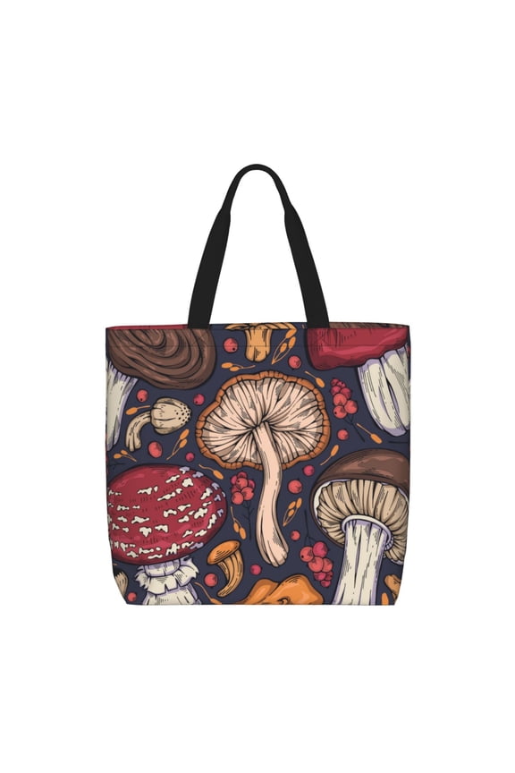 Forest Wild Mushroom for Tote Bag for Women with Zipper, Gym Tote with Compartments, Laptop Work Tote Nurse Dance Yoga Bag for Sport, Travel