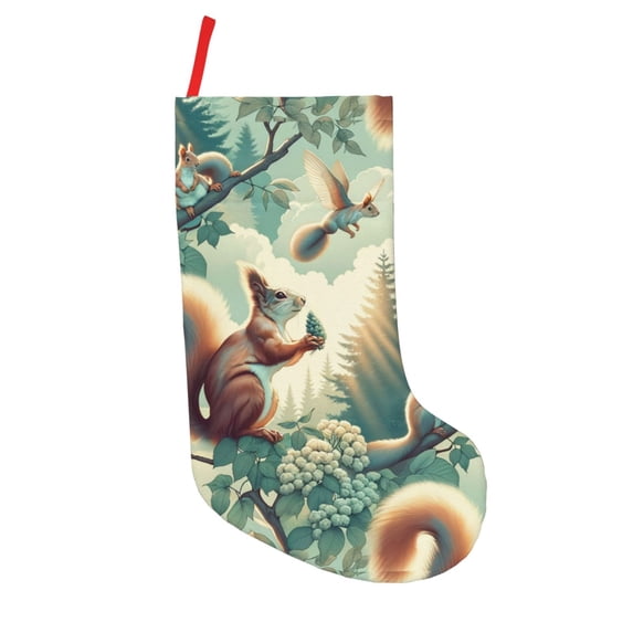 Picia Forest squirrel surreal for 18in Christmas Stockings, Xmas Stocking for Kids, Holiday and Family Stocking for Fireplace or Party Decoration