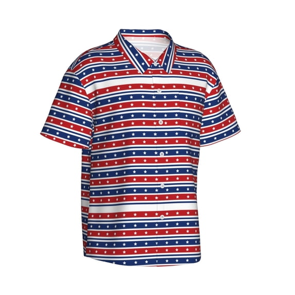 Picia Fourth Of July Gentle Cotton Regular Fit Short Sleeve Casual Hawaiian Shirt for Men-Small