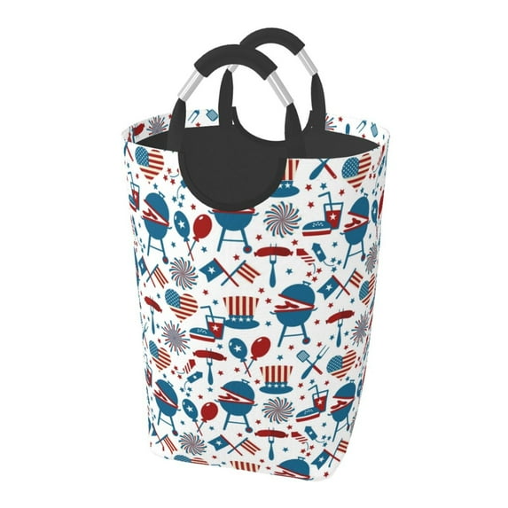 Picia Fourth Of July Party Laundry Basket With Handles Laundry Hamper Toys Storage Organizer Foldable Bucket Washing Bin Dirty Clothes Bag For Home Bathroom Bedroom Dorm