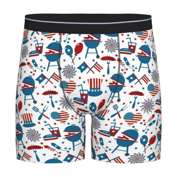 Picia Fourth Of July Party Pattern Men's Athletic Long Leg Briefs , Performance Stretch Underwear,Moisture-Wicking