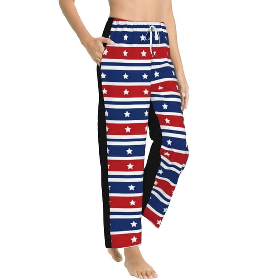 Picia Fourth Of July Womens Soft Woven Cotton Elastic Waistband Sleep Pajama Pant Lounge Sleep Pant With Pockets And Drawstring-Medium