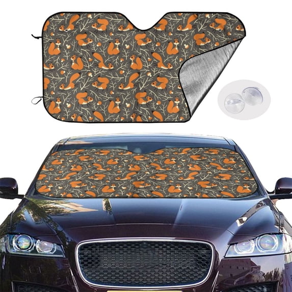 Picia Fox And Mushroom Curved Windshield Sunshade Accordion Folding Style Auto Shade for Car Truck SUV Van Blocks UV Ray Sun Visor Protector -Medium