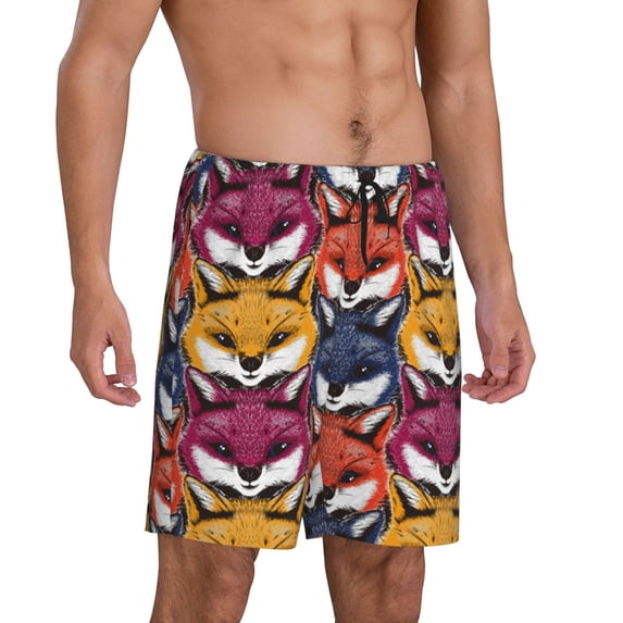 Picia Fox Face Pajama Shorts for Men, Men's Pajama Bottoms, Sleepwear,Short Pajama Pants-4X-Large
