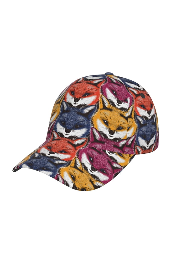 Fox Face pattern Trucker Low Profile Hat Men Women Baseball Cap Dad Hat Adjustable Unconstructed Plain Cap