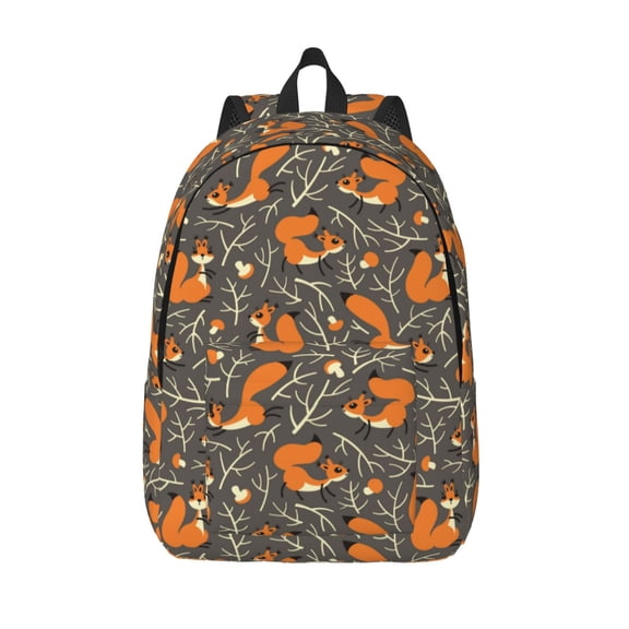 Picia Fox And Mushroom Printed Canvas Daypack - Stylish and Durable Vintage Compact Backpack - Class, Work, Travel, or Laptop Bookbag,Organized Compartments-Medium