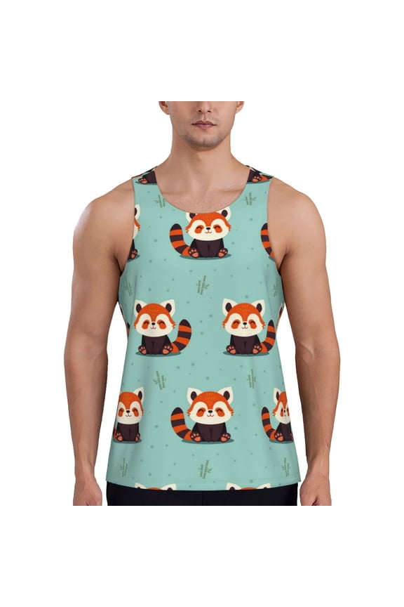 Fox Printed Men’s Performance Tank, Men's Workout Tank Top Moisture-Wicking Tank Top Muscle tee, Breathable Workout Shirt-4X-Large