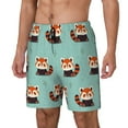 thumbnail image 1 of Picia Fox pattern Mens Swim Trunks with Compression Liner Stretch Beach Shorts Quick Dry with Zipper Pockets No-Chafing Board Shorts-X-Large, 1 of 9