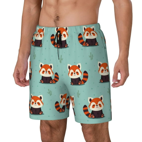 Picia Fox pattern Mens Swim Trunks with Compression Liner Stretch Beach Shorts Quick Dry with Zipper Pockets No-Chafing Board Shorts-X-Large