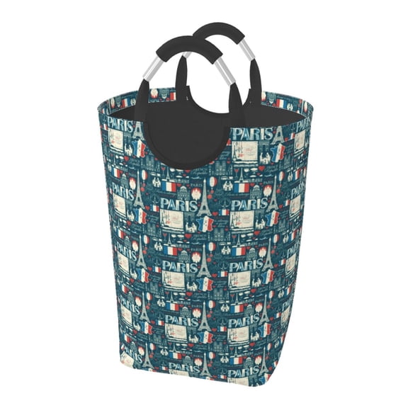 Picia France and Paris Laundry Basket With Handles Laundry Hamper Toys Storage Organizer Foldable Bucket Washing Bin Dirty Clothes Bag For Home Bathroom Bedroom Dorm
