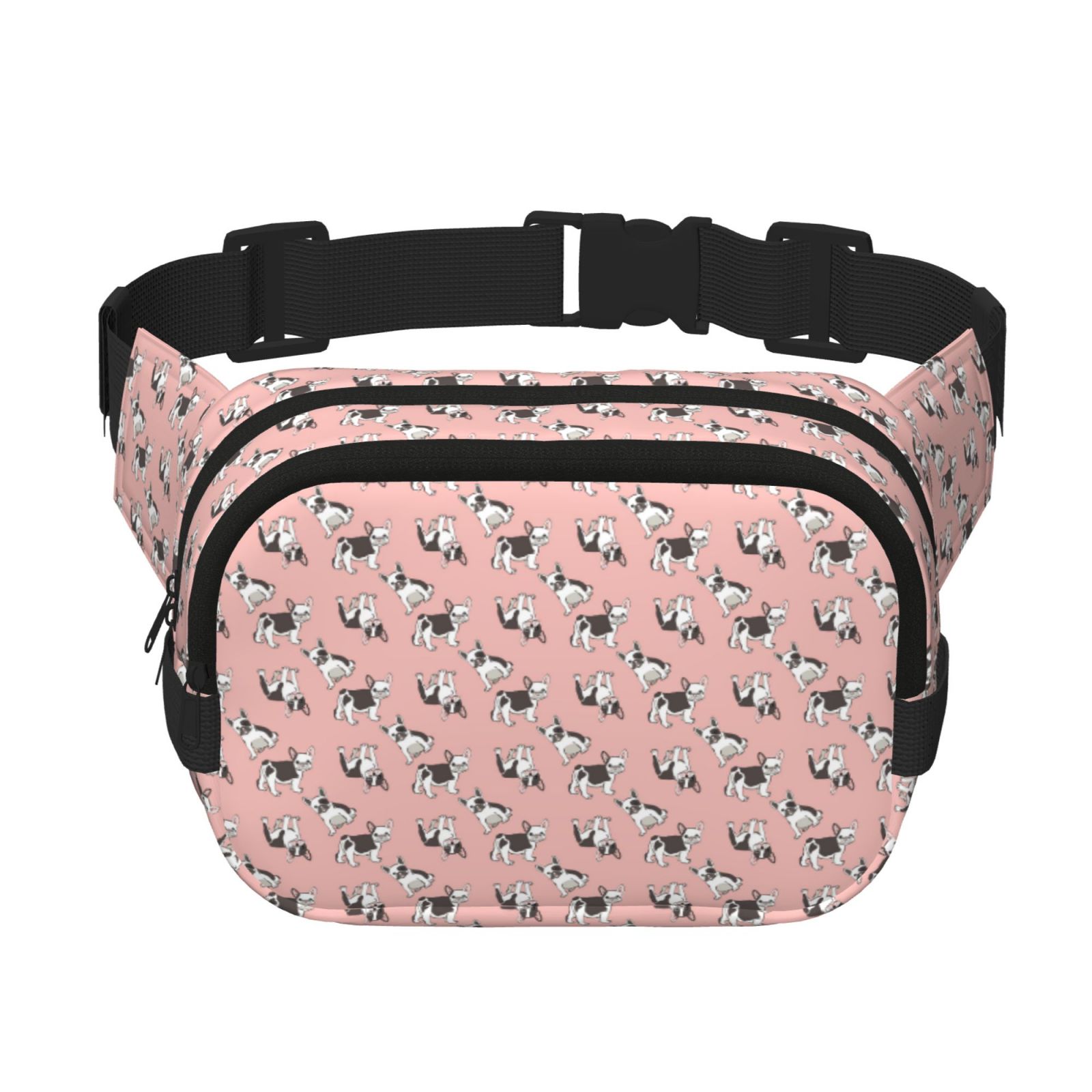 Picia French Bulldog 1 Print Square Double-Layer Waist Bag Mini Adjustable Waist Belt Bag Exercise Running Travel Hiking
