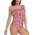 thumbnail image 1 of Picia French Bulldog Face Pattern Women's One Piece Swimsuits,One Shoulder Swimwear Asymmetric ,Ruffle Monokinis Bathing Suits,High Waisted Flattering Bathing Suits-Small, 1 of 8