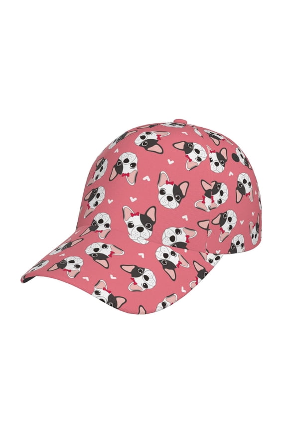French Bulldog Face pattern Trucker Low Profile Hat Men Women Baseball Cap Dad Hat Adjustable Unconstructed Plain Cap