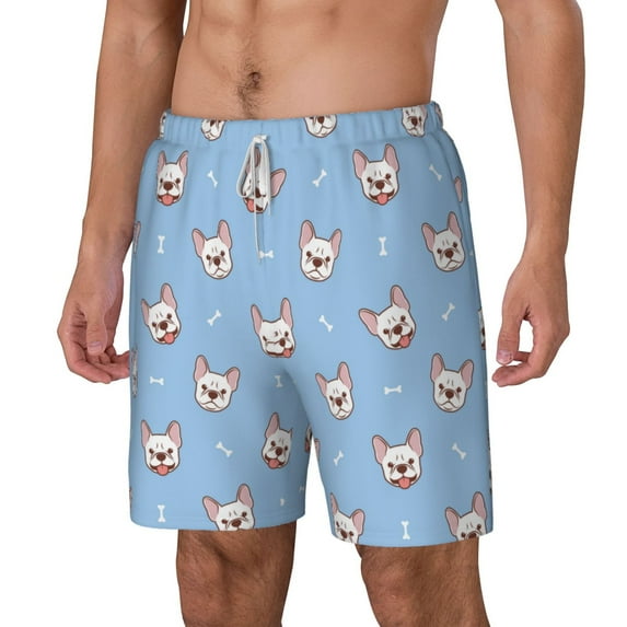 Picia French Bulldog Head pattern Mens Swim Trunks with Compression Liner Stretch Beach Shorts Quick Dry with Zipper Pockets No-Chafing Board Shorts-3X-Large
