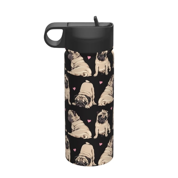 Picia French Bulldog Pattern 18oz Sports Insulated Kettle With Straw Insulated Water Bottle For Running Hiking Cycling Climbing Men'S Woman Insulated Water Bottle