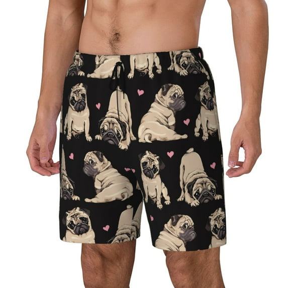 Picia French Bulldog pattern Mens Swim Trunks with Compression Liner Stretch Beach Shorts Quick Dry with Zipper Pockets No-Chafing Board Shorts-Small