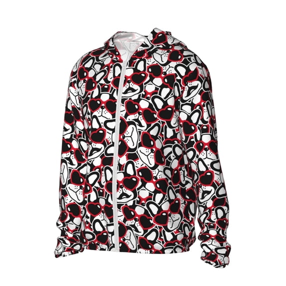 Picia French Bulldog1 Women's Men's UPF 50+ Sun Protection Hoodie Shirt Long Sleeve SPF Fishing Outdoor UV Hiking Lightweight Shirts-XX-Large