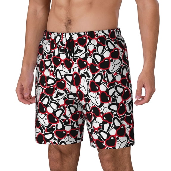 Picia French Bulldog1 pattern Mens Swim Trunks with Compression Liner Stretch Beach Shorts Quick Dry with Zipper Pockets No-Chafing Board Shorts-Medium