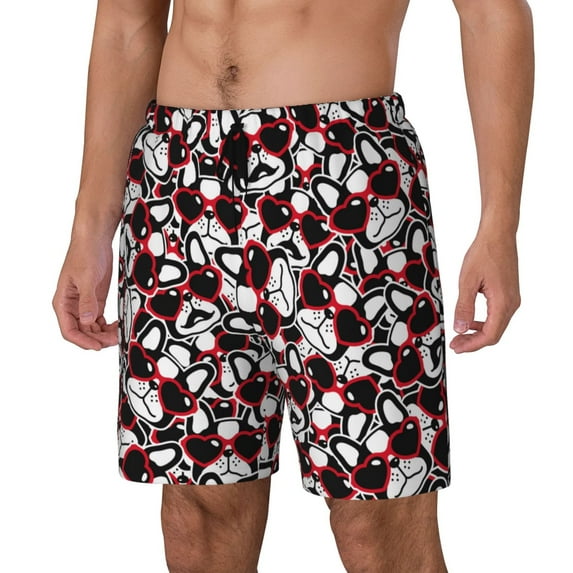 Picia French Bulldog1 pattern Mens Swim Trunks with Compression Liner Stretch Beach Shorts Quick Dry with Zipper Pockets No-Chafing Board Shorts-XX-Large