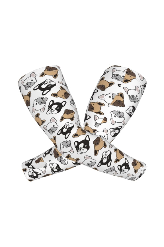 French Bulldog3 Arm Sleeves for Men and Women - Tattoo Cover Up UPF 50+ Cooling Sports Sleeve for Basketball Golf Football-One Size