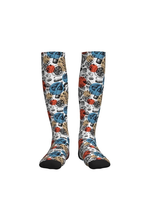 French Food Printed Sports Compression Socks - 15-20mmHg Graduated Compression, High-Performance Soft and Breathable Socks for Men and Women