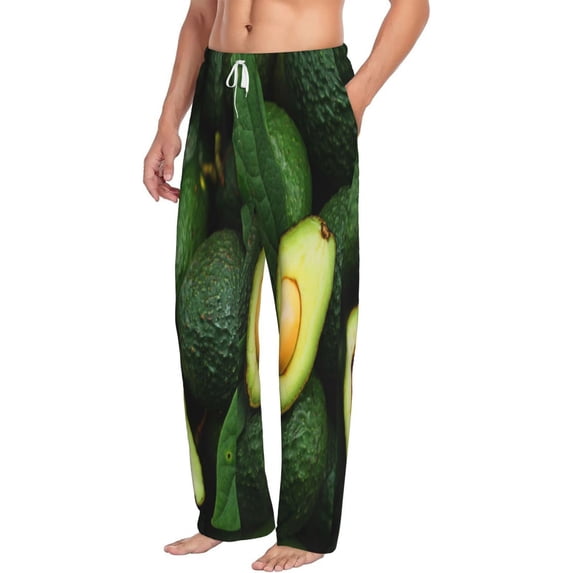 Picia Fresh Avocados Mens Soft Woven Cotton Elastic Waistband Sleep Pajama Pant Lounge Sleep Pant With Pockets And Drawstring-XX-Large