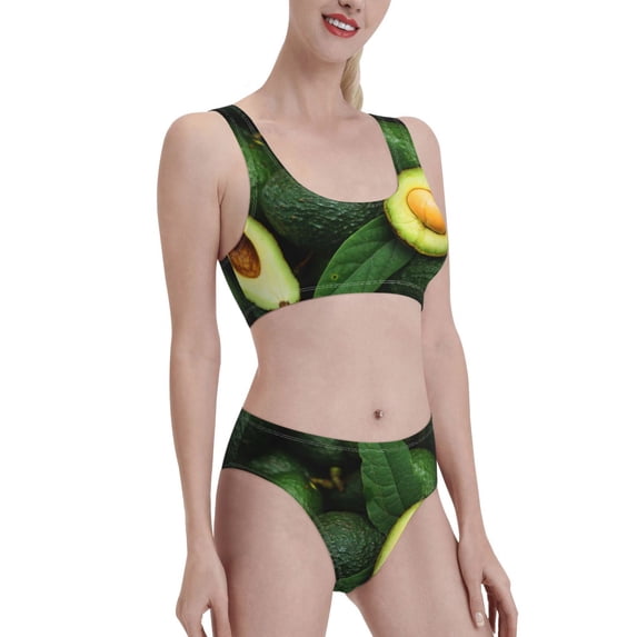 Picia Fresh Avocados Women's High Waisted Bikini Scoop Neck Swimsuit Two Pieces Bathing Suit-XX-Large