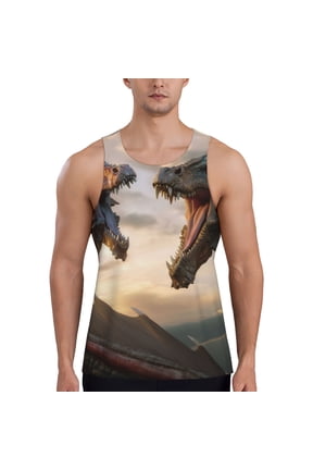 Friendship Dragon Printed Men’s Performance Tank, Men's Workout Tank Top Moisture-Wicking Tank Top Muscle tee, Breathable Workout Shirt-X-Large