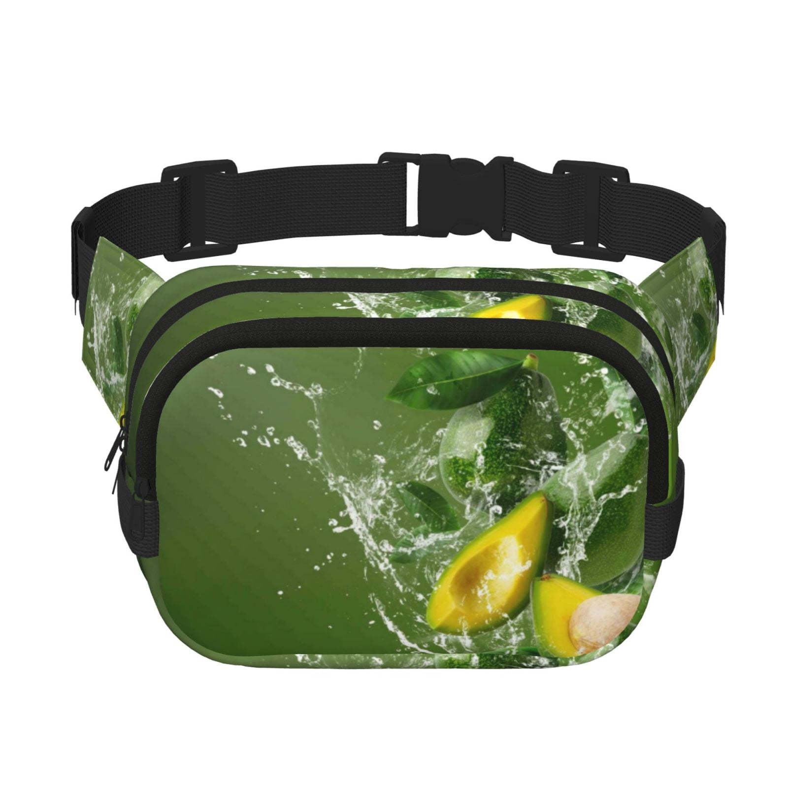 Picia Friut Avocado Print Square Double-Layer Waist Bag Mini Adjustable Waist Belt Bag Exercise Running Travel Hiking