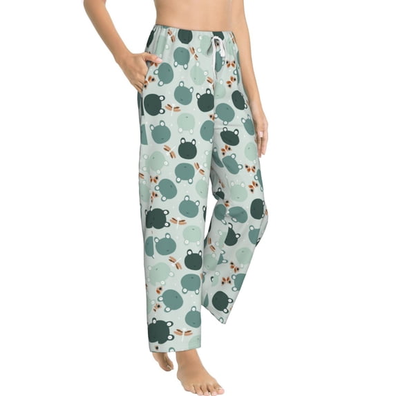 Picia Frog And Dragonflies Womens Soft Woven Cotton Elastic Waistband Sleep Pajama Pant Lounge Sleep Pant With Pockets And Drawstring-Medium