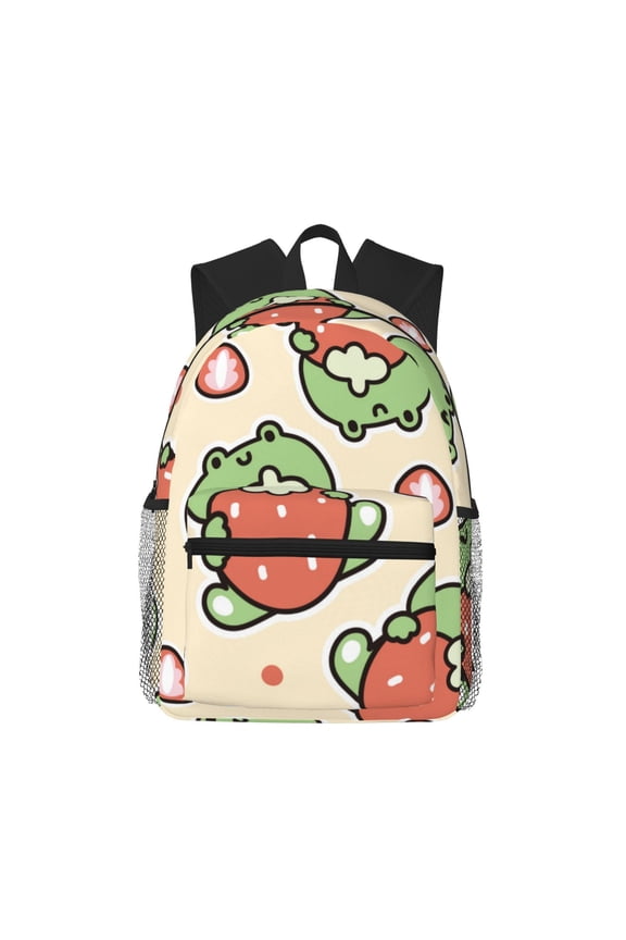 Frog Hold Strawberry Large Capacity Backpack Classic Style Backpack Casual Backpack Water-Resistant School Work Travel Outdoor Backpack