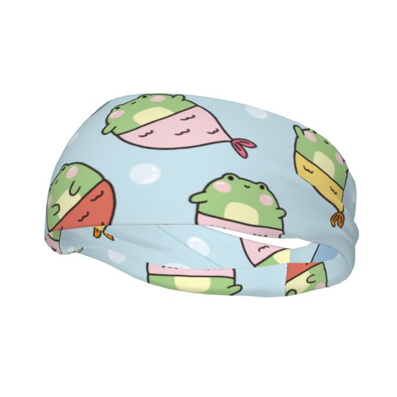 Picia Frog In Mermaid Print Mens Running Headband,Mens Sweatband Sports Headband for Running,Cycling,Basketball,Yoga,Fitness Workout