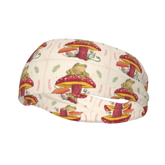 Picia Frog Sitting On Mushroom Print Mens Running Headband,Mens Sweatband Sports Headband for Running,Cycling,Basketball,Yoga,Fitness Workout
