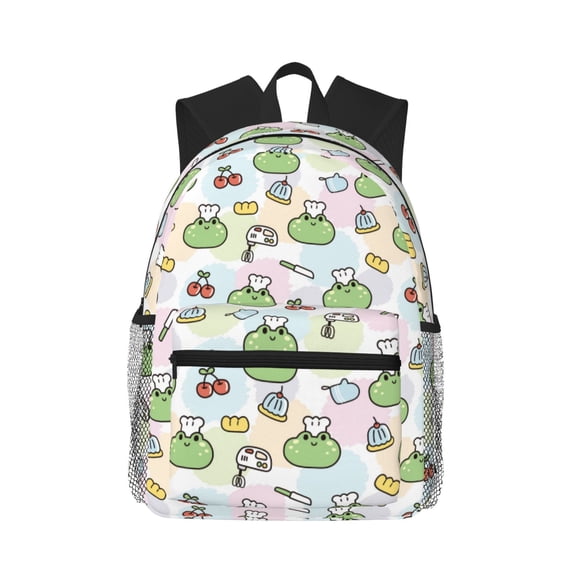 Picia Frog Wear Chef Hat Large Capacity Backpack Classic Style Backpack Casual Backpack Water-Resistant School Work Travel Outdoor Backpack