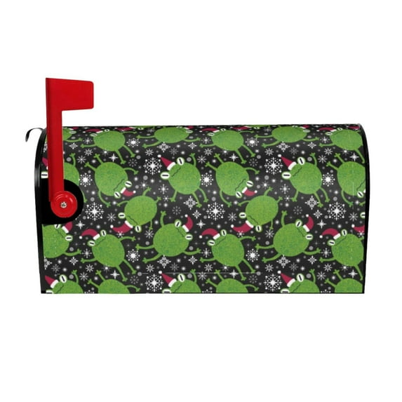 Picia Frogs And Santa Hat Magnetic Mailbox Cover Standard Size-21x18 in
