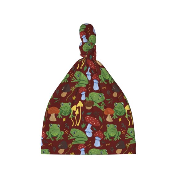 Picia Frogs and Mushrooms Printed Preemie Hats for Baby Girls Cotton Premature Knot Hats Newborn Hospital Cap Warm Knot Beanie Nicu for Preemie Girls and Boys