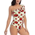 thumbnail image 1 of Picia Fruit Apples Pattern Women's One Piece Swimsuits,One Shoulder Swimwear Asymmetric ,Ruffle Monokinis Bathing Suits,High Waisted Flattering Bathing Suits-XX-Large, 1 of 8