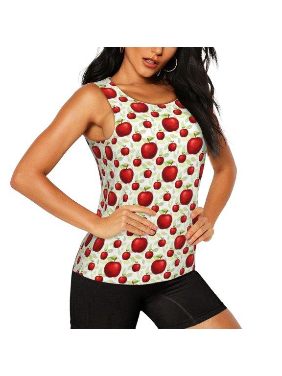Fruit Apples Pattern Women's Workout Tank Top,Breathable Activewear,Slim Fit Athletic Top,Versatile Workout Moisture-wicking top-Small